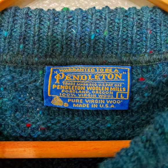 Vtg Pendleton 60s Pure Virgin Wool Knit Sweater - Picture 2 of 4